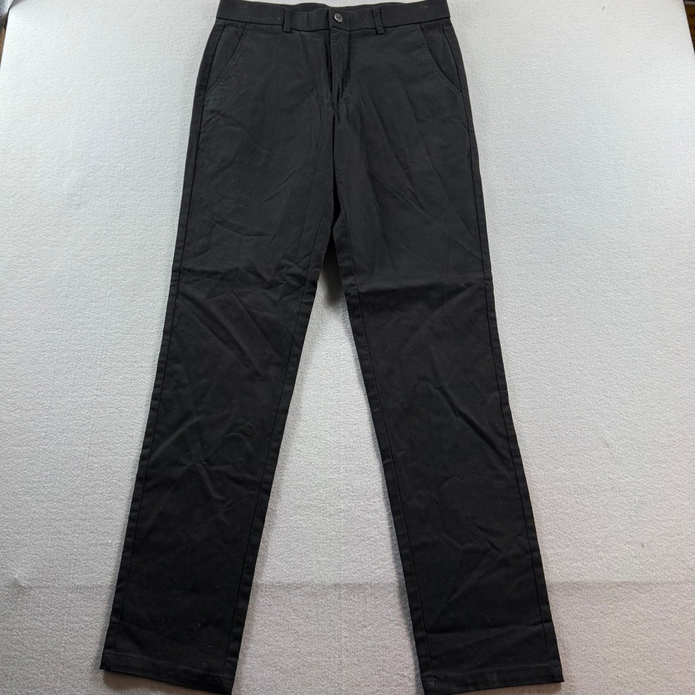 Plaid&Plain Chino Pants Mens 31W x 34L Black Slim Fit 8801 New